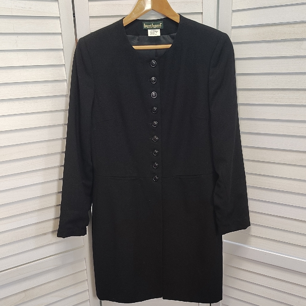 Harve Benard Blazer Black Wool Button-Front Jacket Vintage